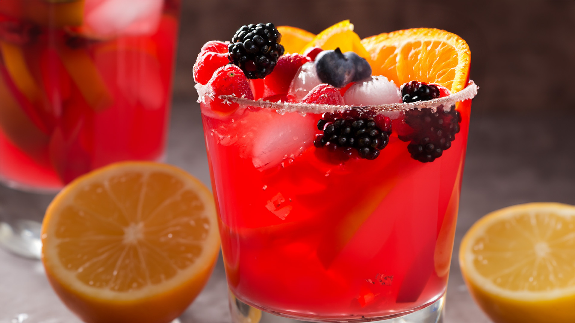 Red Wine with fruits and berries.